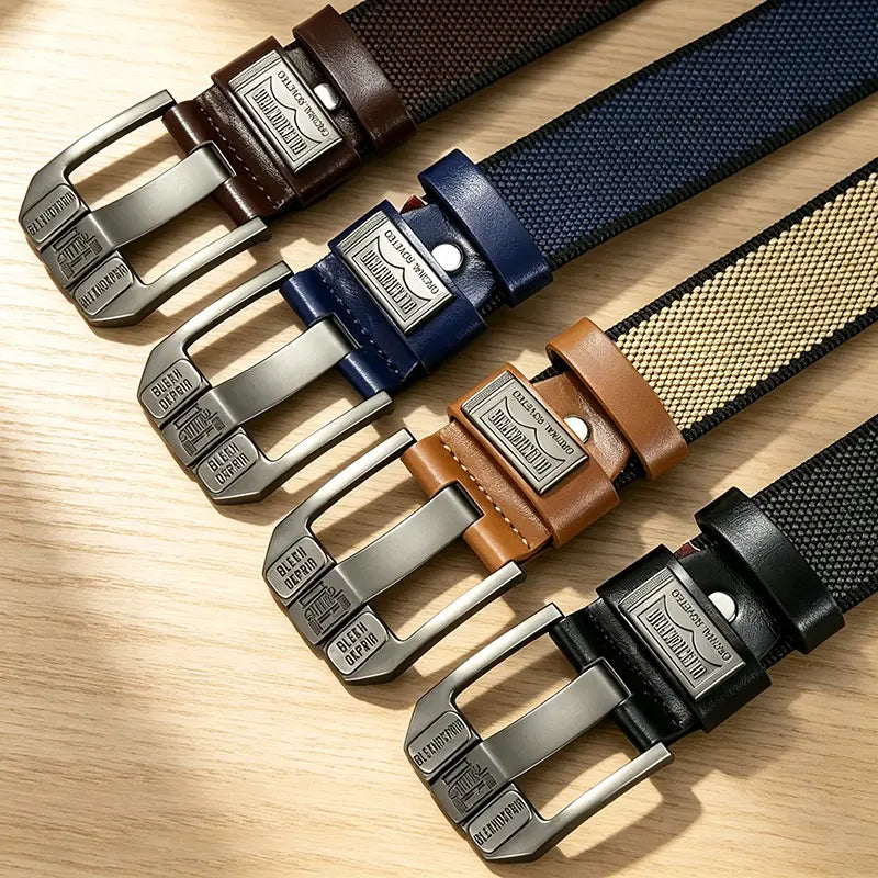 Elastic Braided Belt, Heavy-duty Alloy Square Buckle, Adjustable Belt