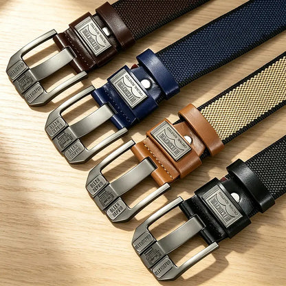 Elastic Braided Belt, Heavy-duty Alloy Square Buckle, Adjustable Belt