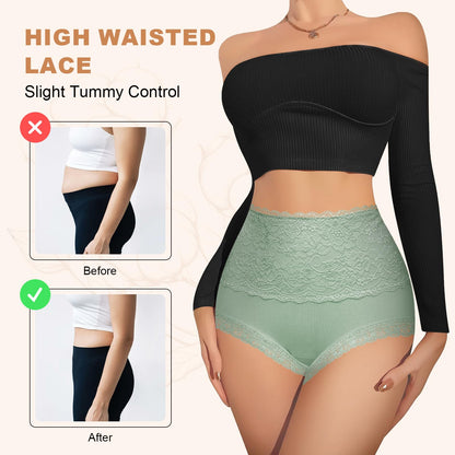 High Waisted Cotton Underwear Soft Lace Panties