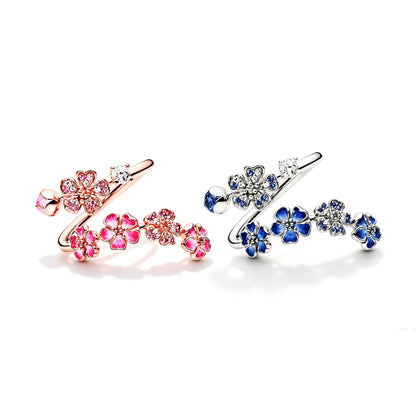 Peach Blossom Ring - Pink Peach Blossom Flower Branch Open Ring