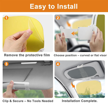 Car Sun Visor Extender Polarized Anti Glare Day Night Clip On Visor, Retractable Visors