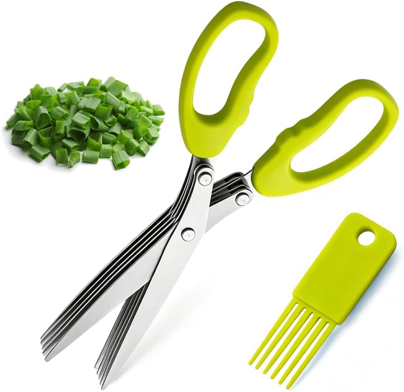 5-Blade Stainless Steel Kitchen Herb Scissors Multipurpose Chopper