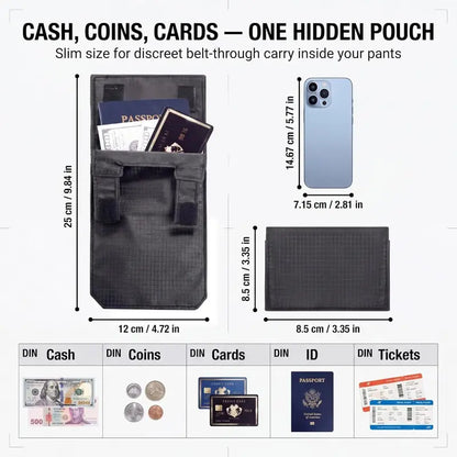 Anti-Theft Passport Pouch, Multifunctional Phone And ID Waist Pouch