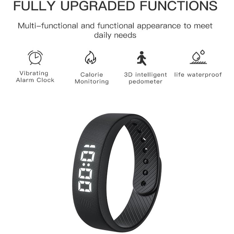 Smart Fitness Tracker with Silent Alarm Clock and Waterproof Strap