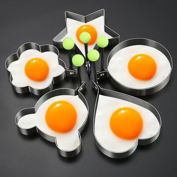 5 Pcs Pancake & Egg Molds – Stainless Steel Cooking Shapers for Griddle, Multiple Shapes, Easy to Clean