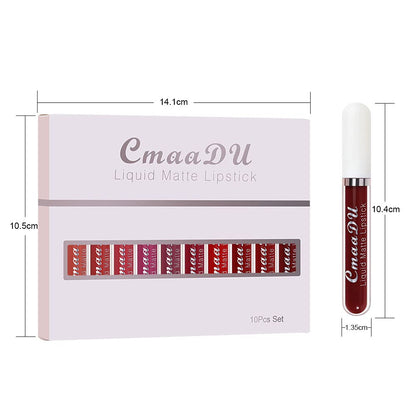10 Pcs Matte Liquid Lipstick Set for Lip Daily Makeup