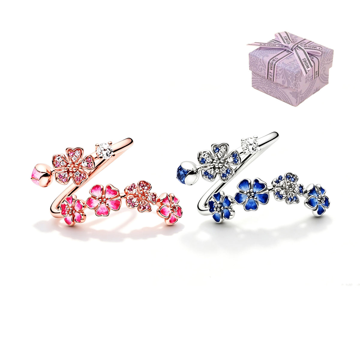 Peach Blossom Ring - Pink Peach Blossom Flower Branch Open Ring