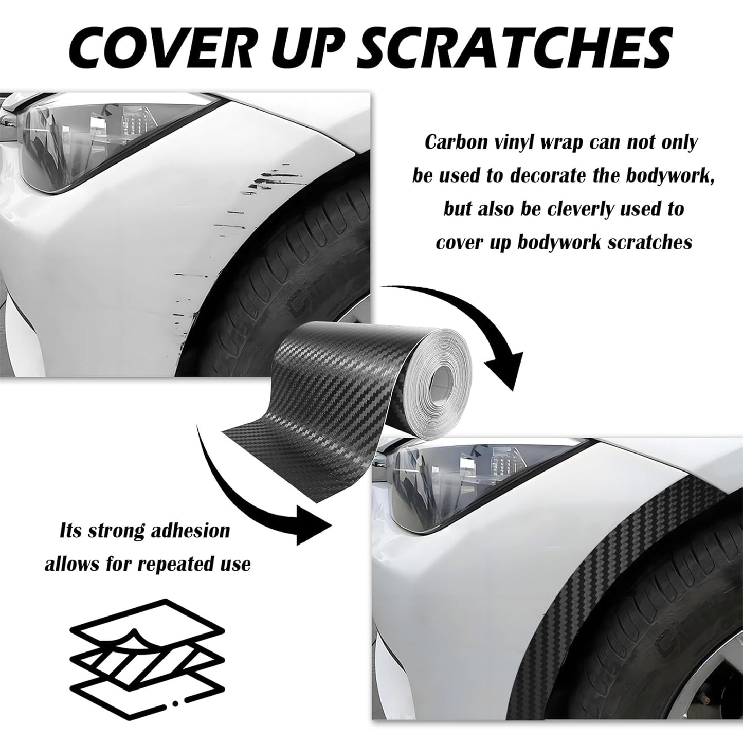 Carbon Fiber Tape for Cars Vehicle Body Trim & Exterior Styling