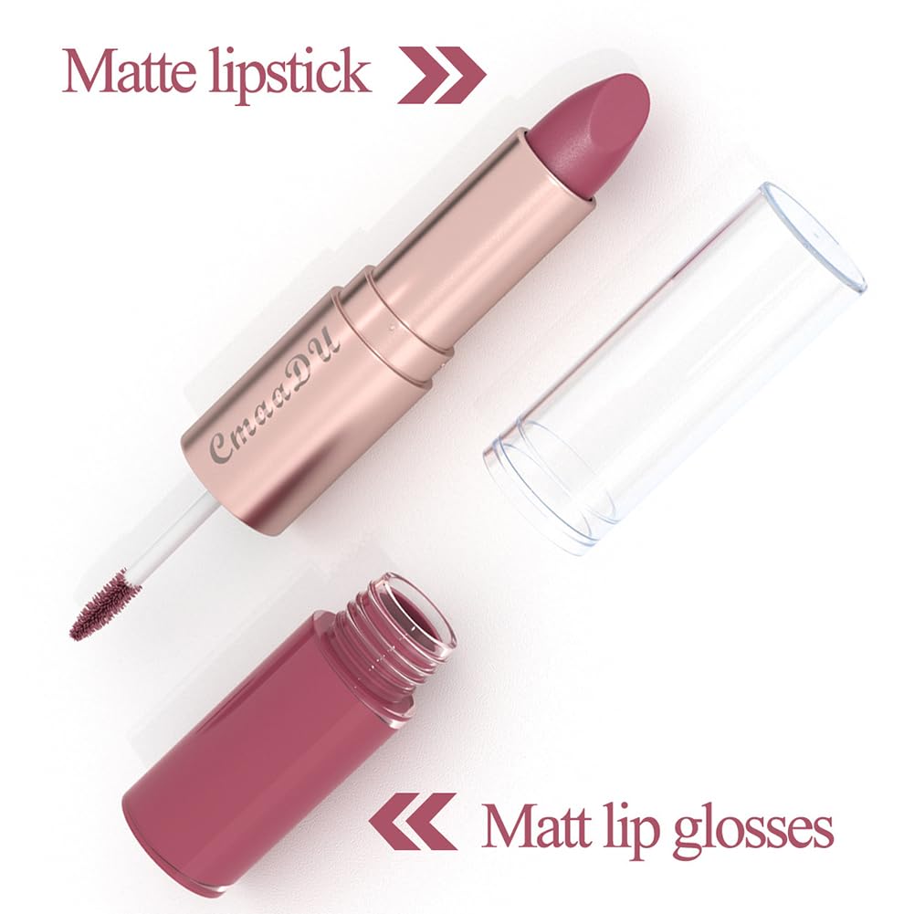 2-in-1 Matte Lipstick & Lip Gloss 3-Piece Set – Matte Finish