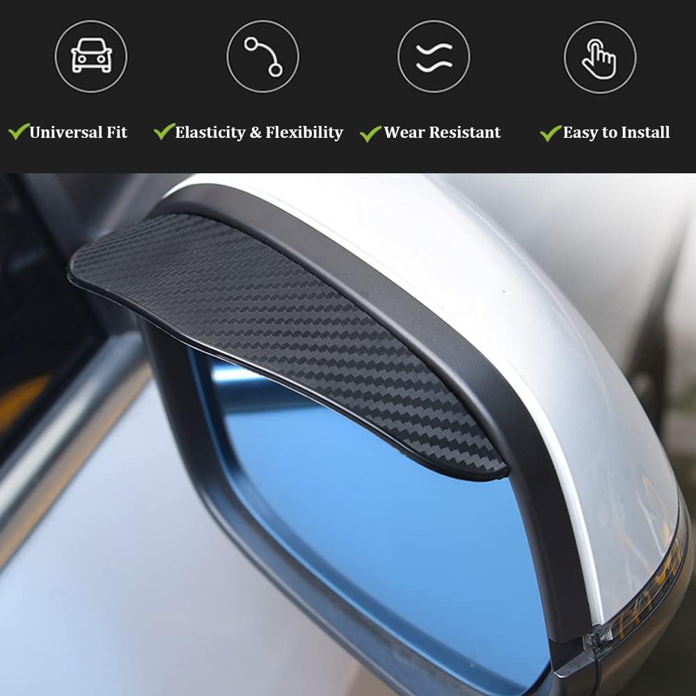 4-Pack Rearview Mirror Rain Cover - Carbon Fiber Material