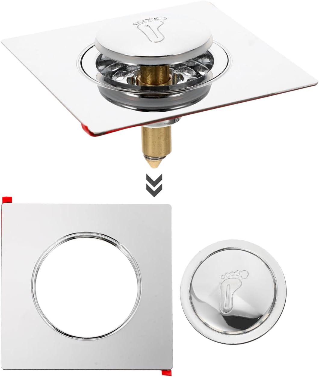 Bathtub Drain Plug with Step-on Closure Stainless Steel Drain Stopper and Hair Filter Basket
