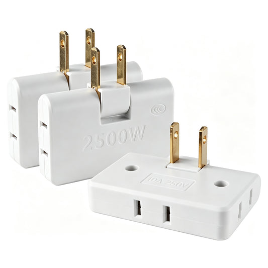 3 Way Flat Wall Outlet Extender AC Adapter