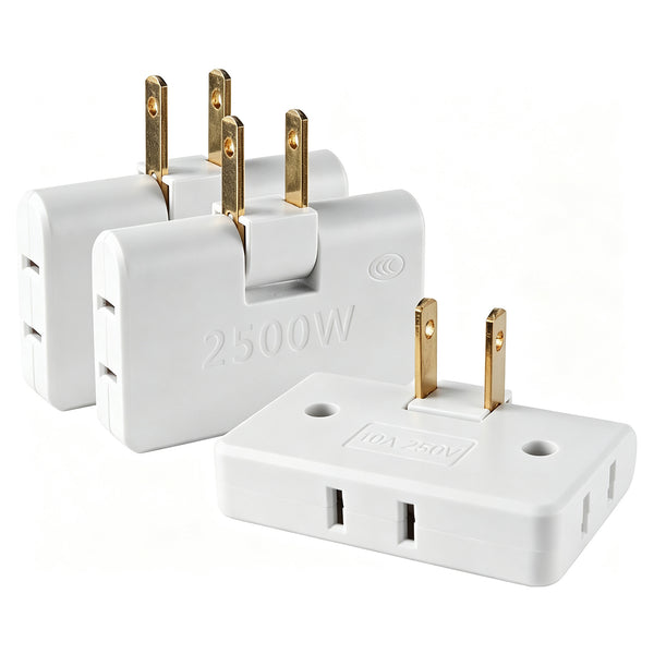 3 Way Flat Wall Outlet Extender AC Adapter