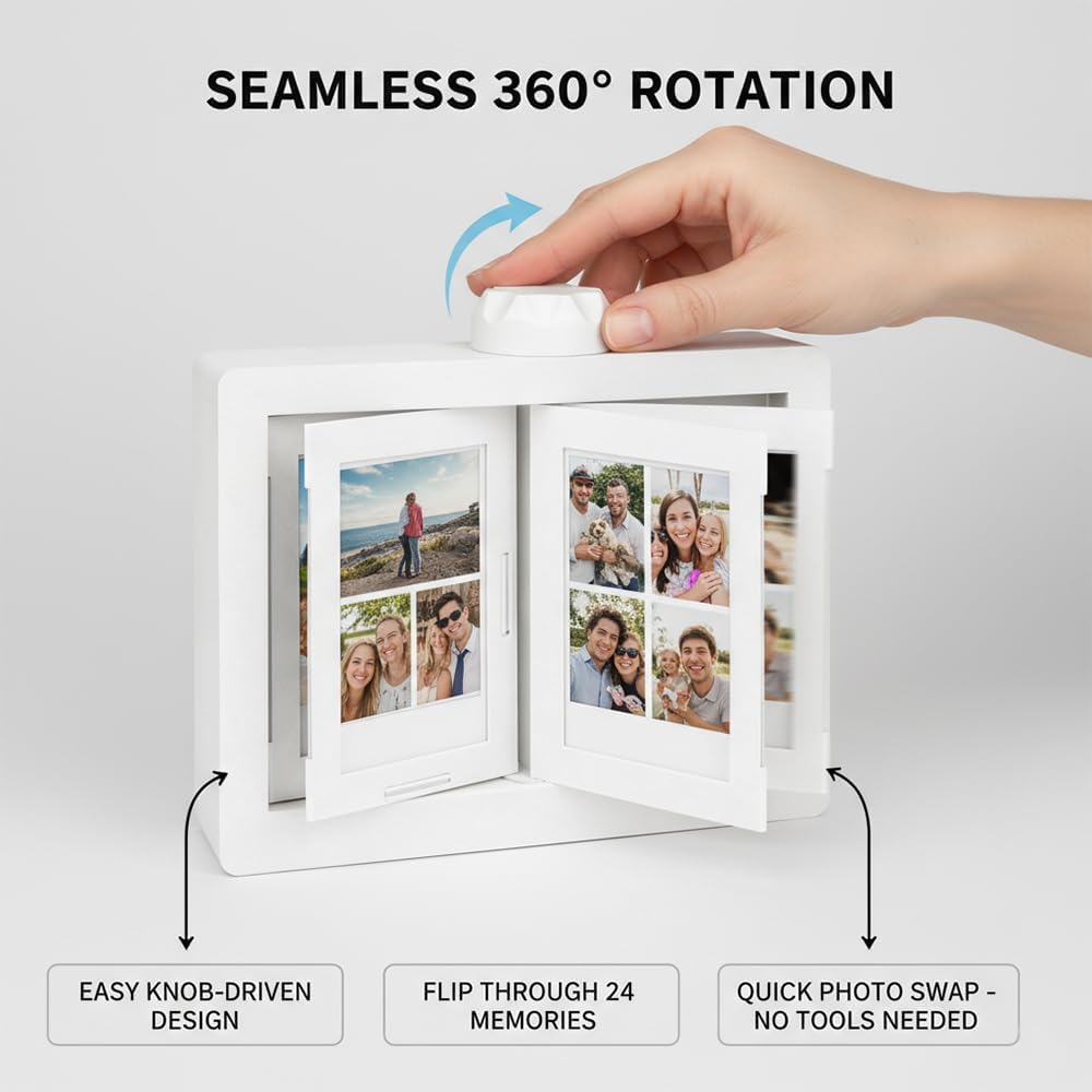 Instax Display Frame – Rotating Flip-Style Photo Album -Holds 24 Photos