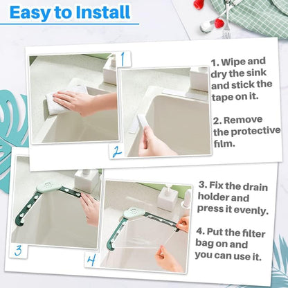 Kitchen Sink Triangular Drain Basket Set – Includes Mesh Filter Bags