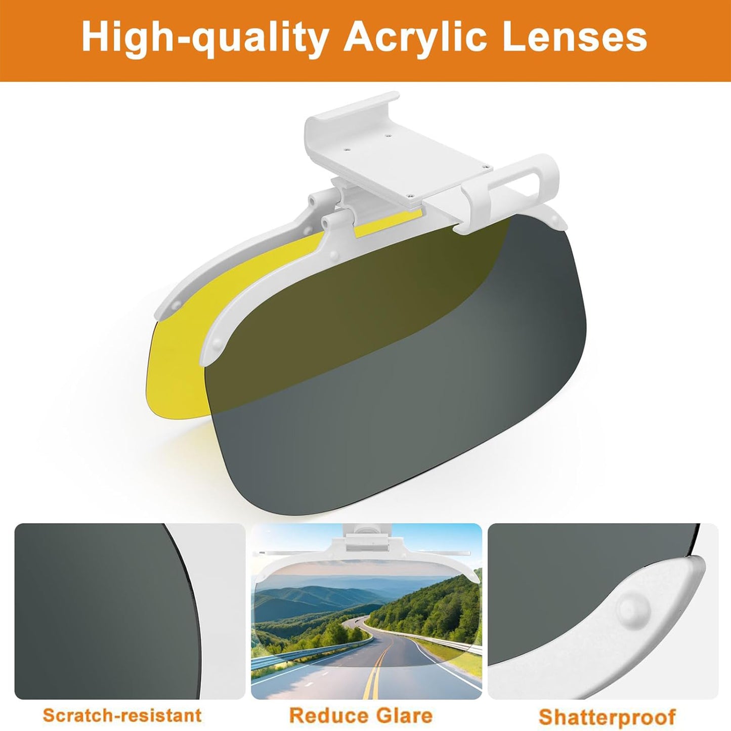 Car Sun Visor Extender Polarized Anti Glare Day Night Clip On Visor, Retractable Visors
