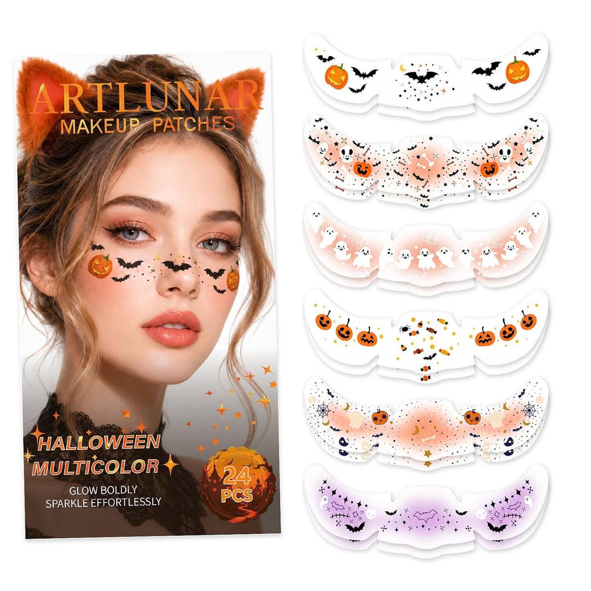 24 Pcs Halloween Face Glitter Makeup Patches