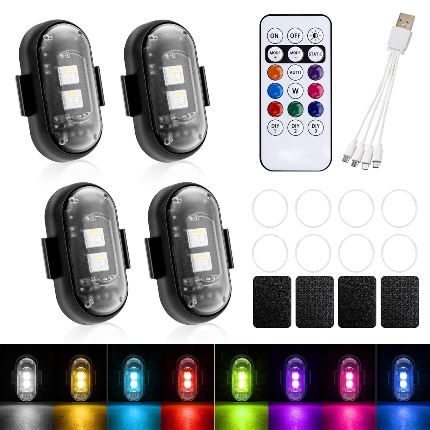 Wireless LED Strobe Rock Lights for Car Motorcycle eBike