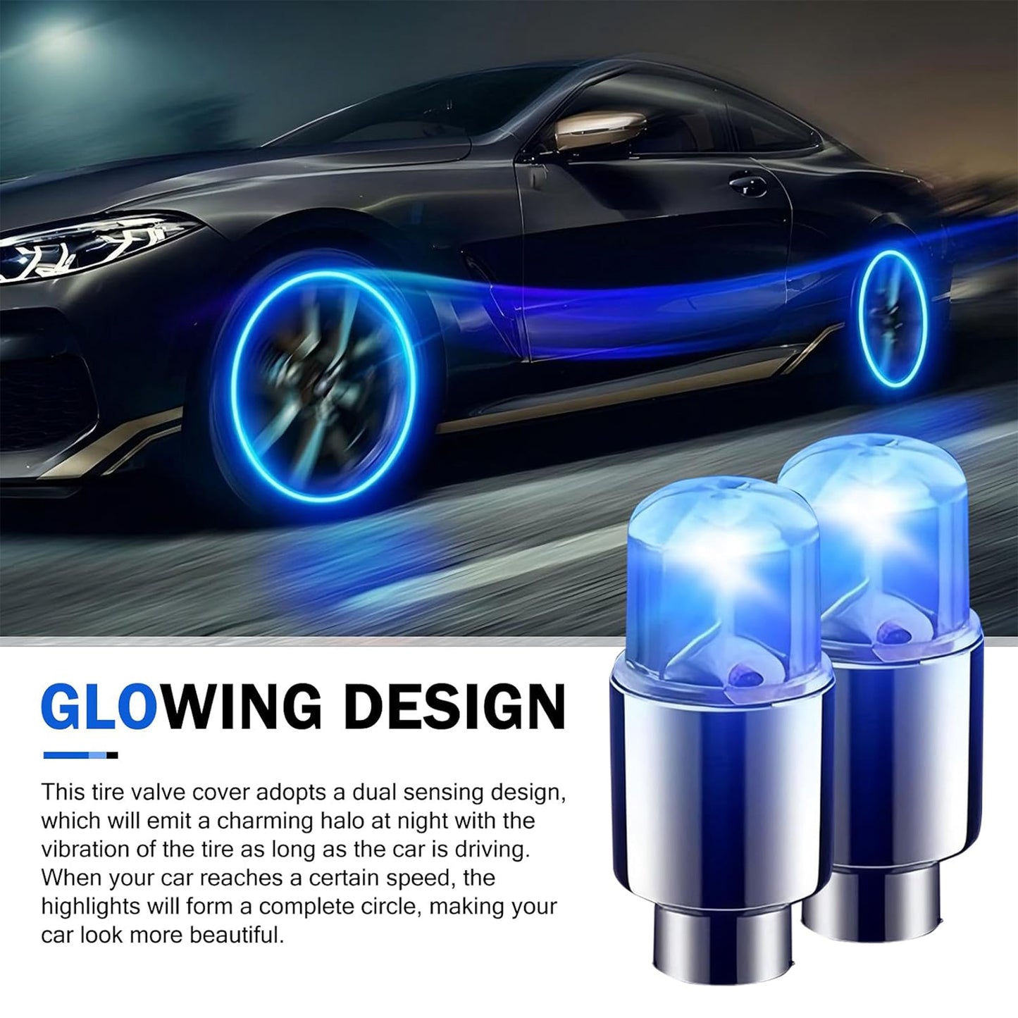 Tire Valve Stem Cap Lights Waterproof LED Light for Car Motorcycle Bike