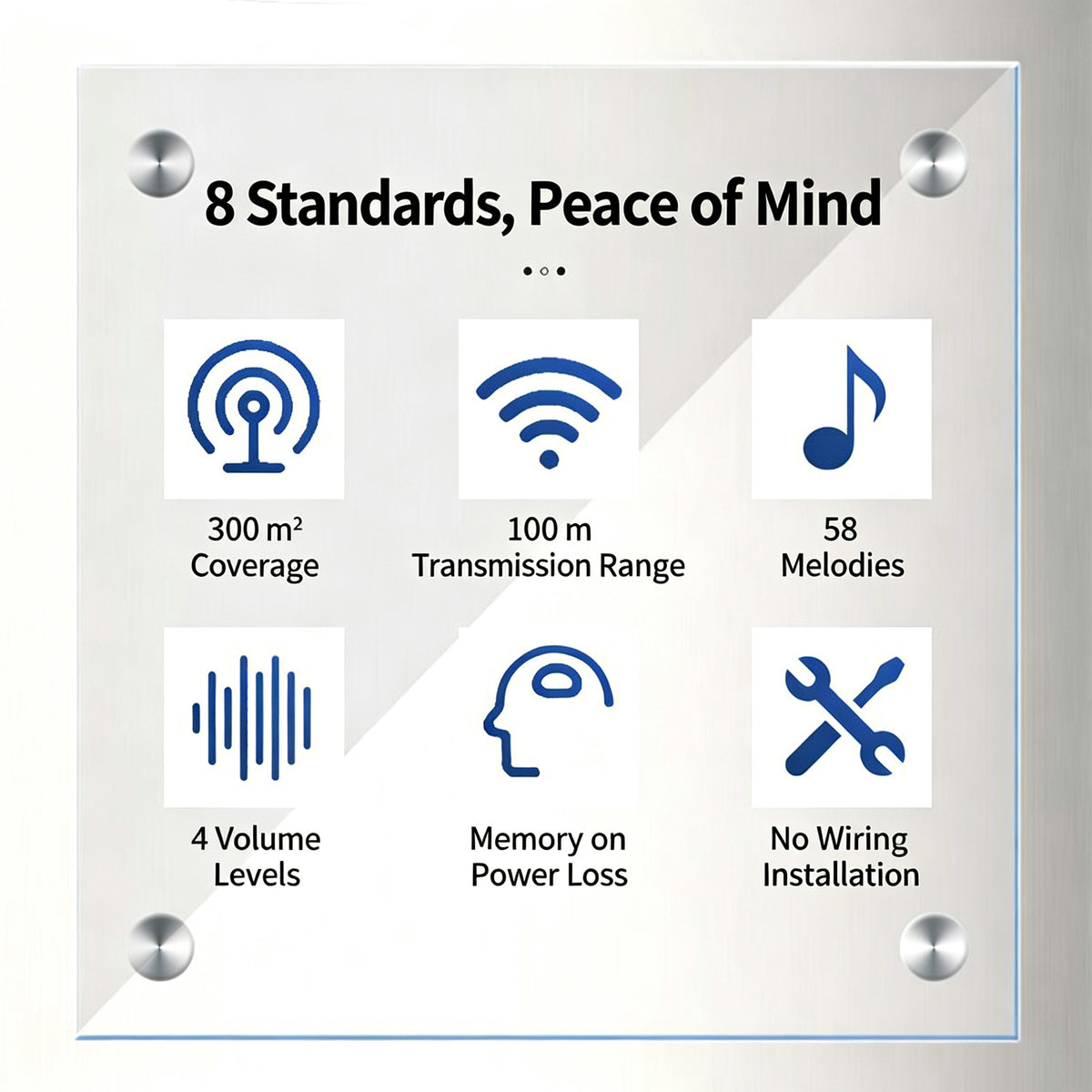 Loud Waterproof Door Bell for Home 58 Melodies, 4 Volume Levels