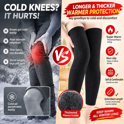 Extended, Warm Knee Pads With A Thick Rabbit Fur Lining