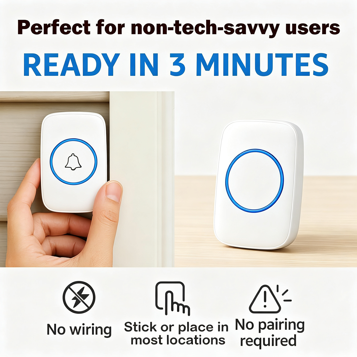Wireless Smart Electronic Doorbell – Long-Range Call Button