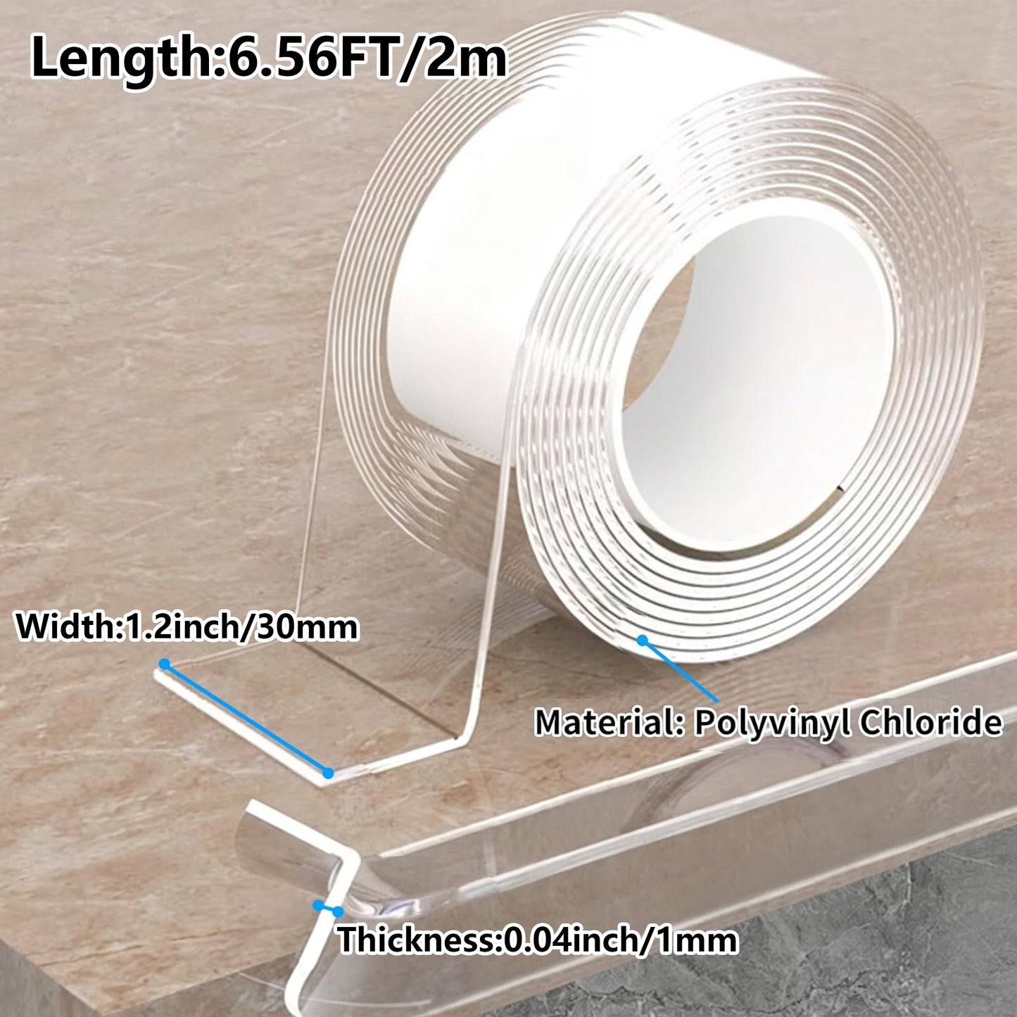 Multipurpose Double Sided Tape – Transparent Removable Tape for Walls, Posters, Crafts & Household Use