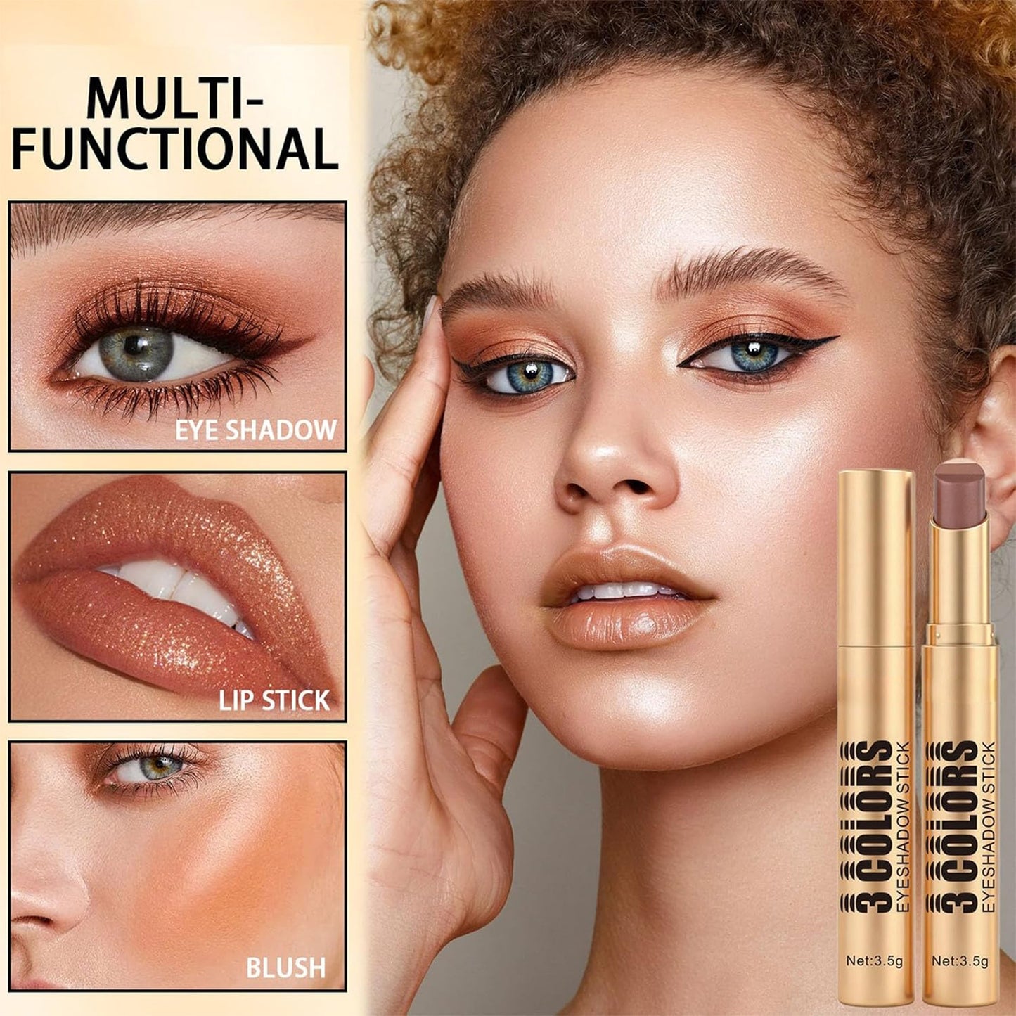 6-Piece Set Tri-Color Eyeshadow Stick — Waterproof, Long-Lasting, Crease-Free