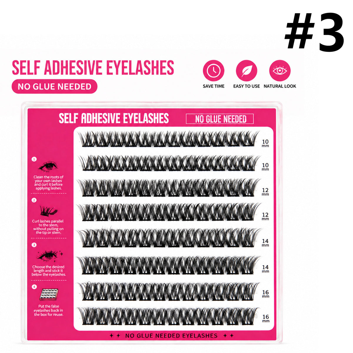 Natural Self Adhesive Reusable Clusters Lashes