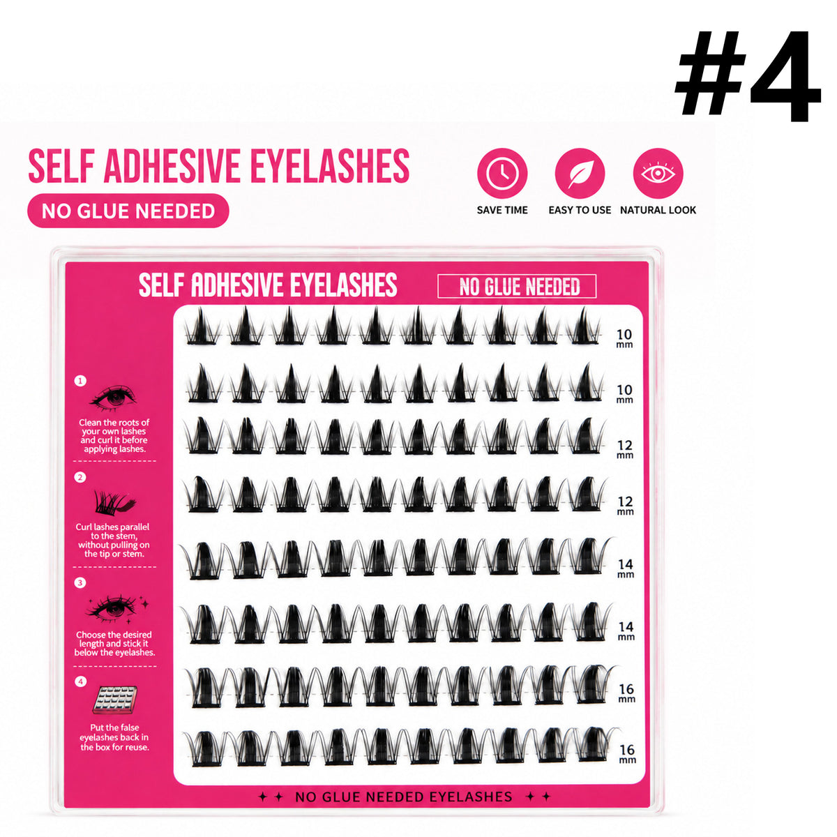 Natural Self Adhesive Reusable Clusters Lashes