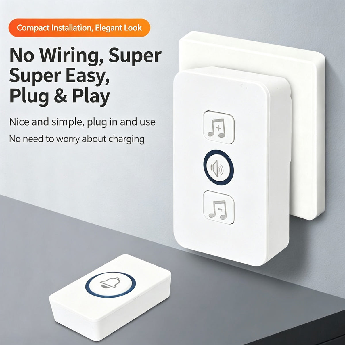 Loud Waterproof Door Bell for Home 58 Melodies, 4 Volume Levels