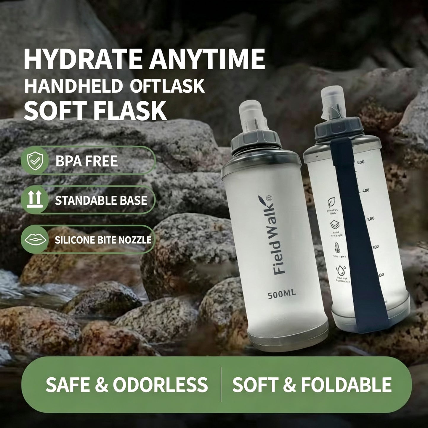Reusable Squeeze Water Bottle for Jogging Running Hiking