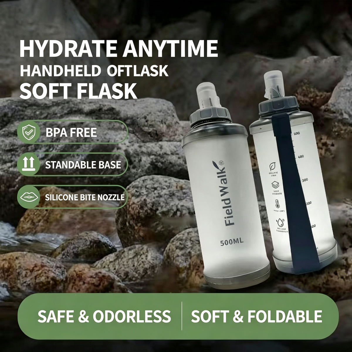 Reusable Squeeze Water Bottle for Jogging Running Hiking