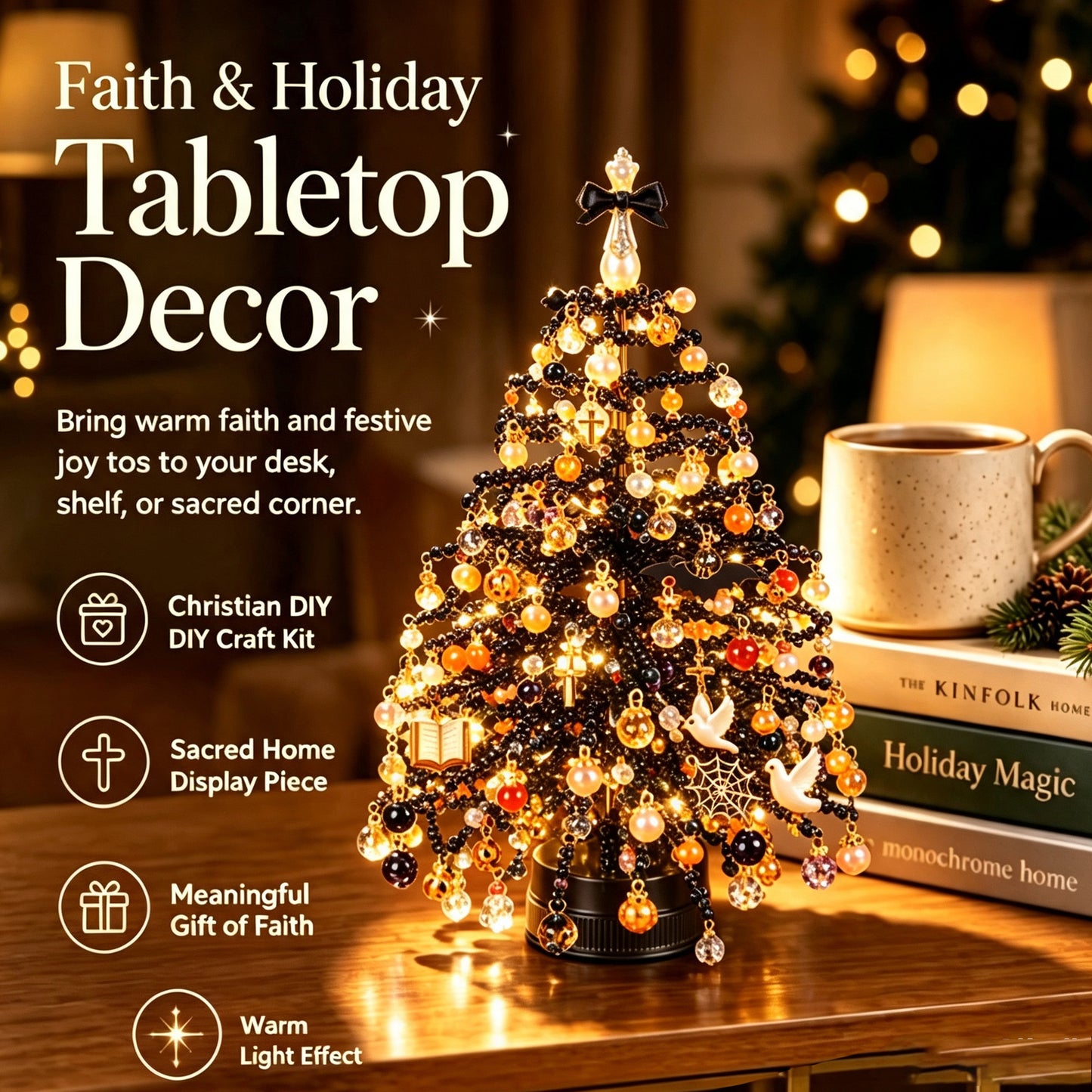 DIY Halloween Beaded Tree Kit – 3D Crystal Bead Art for Adults
