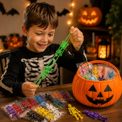 Halloween Spooky Colorful Elastic Skull Fingertip Toy Set-18 Pack