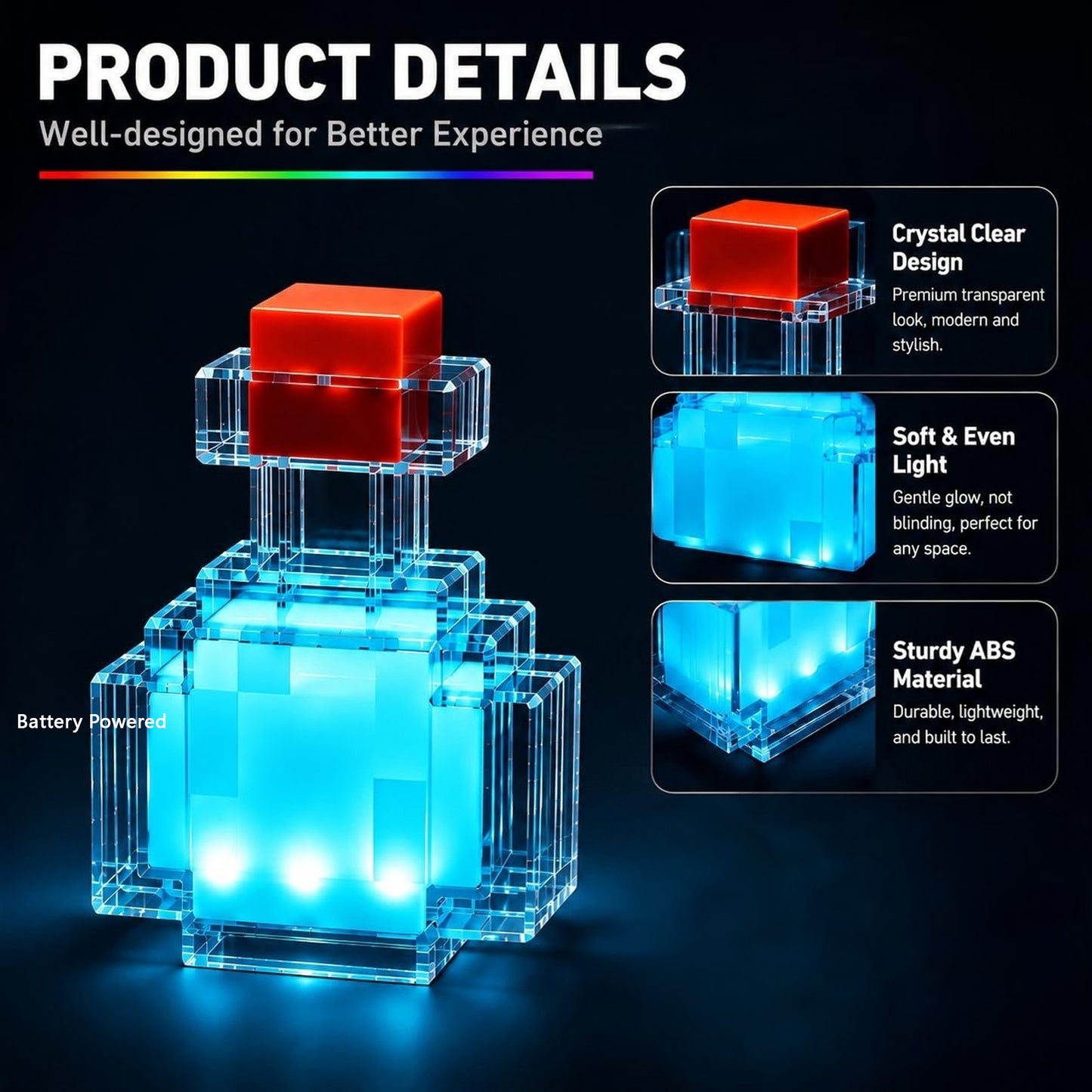 Minecraft Potion Bottle LED Color Changing