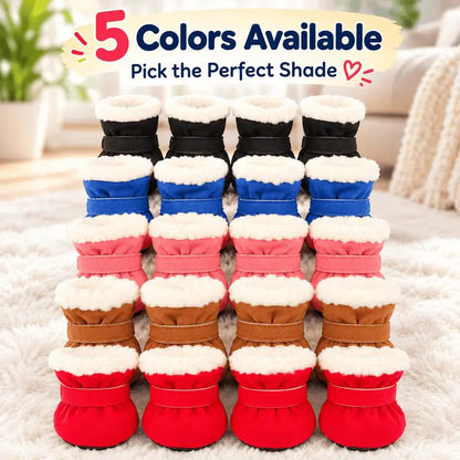 4Pcs Soft Dog Booties for Winter, Warm Non-Slip Paw Covers for Cold Weather