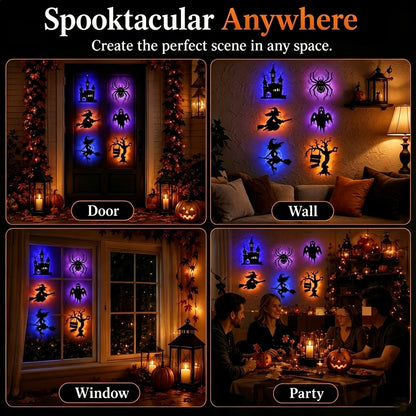 3D LED Halloween Wall Decals & Silhouette Lights 30-Pack Flickering