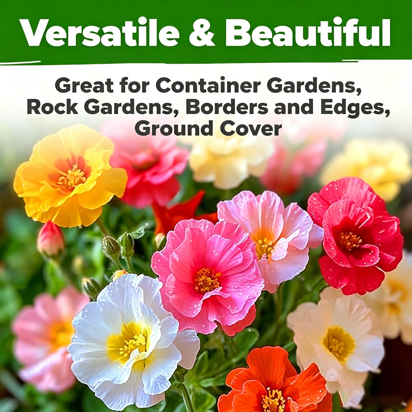 10000 Pellets Multi-Hue Purslane Ornamental Flowers for Balcony, Yard & Outdoor Garden