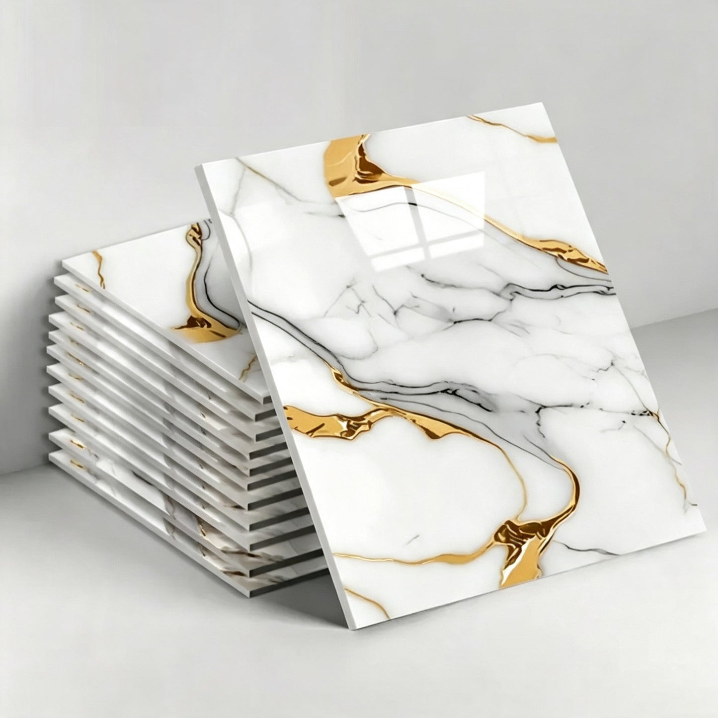 10-Pack Self-Adhesive Tile Stickers | Single Tile Size 11.8" x 11.8" | Waterproof