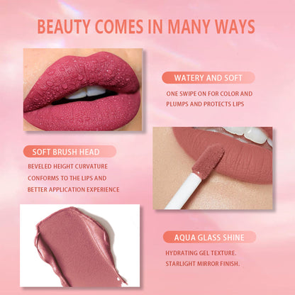 12Pcs Velvet Matte Liquid Lipstick Set,Lip Makeup Gift Kit for Women