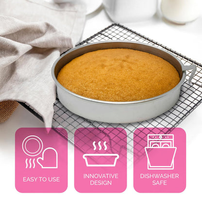9.7 Inch Cake Pan Round Easy Release with a Built-In Swivel Blade