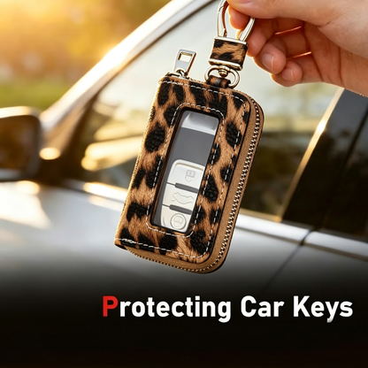Car Key Cover – Leopard Print  Universal Smart Remote Key Protective Case