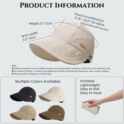 Women's Breathable Adjustable Full-Face Coverage Sun Hat (UPF 50+ Sun Protection)