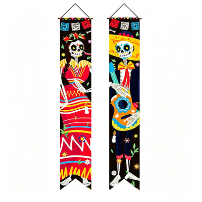 Halloween Porch Signs Banner Mexico Day of The Dead
