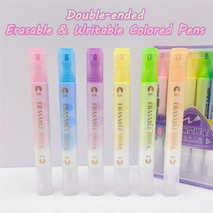 6 Pcs Double-ended Erasable & Writable Colored Pens