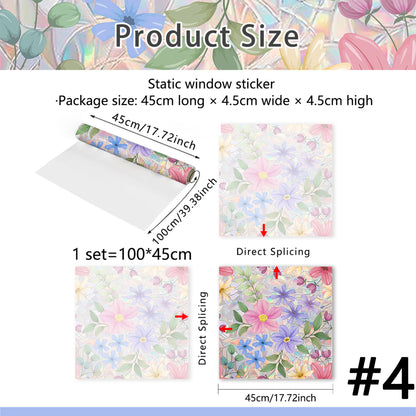 Floral Stained-Glass Style Privacy Window Film