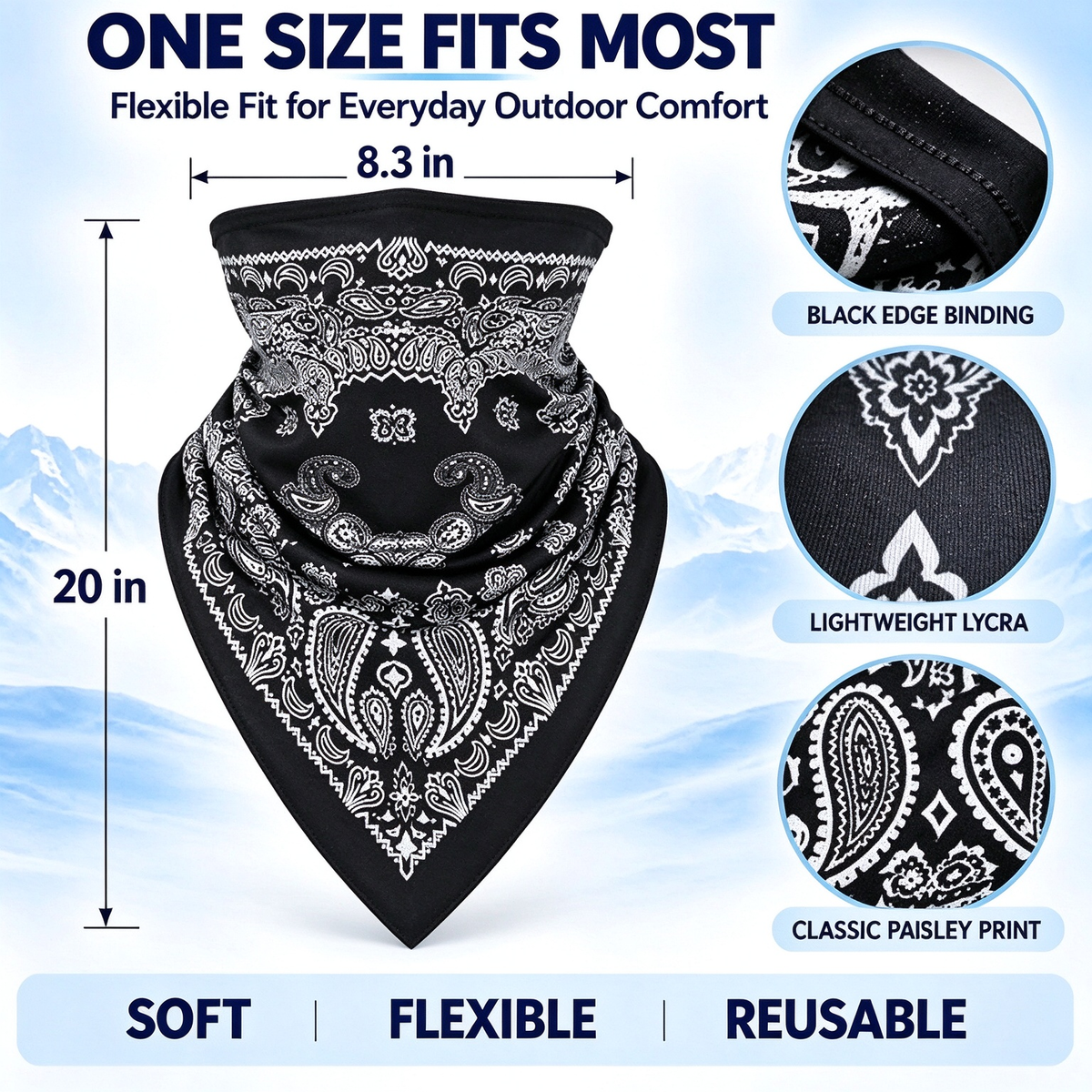 Multifunctional Paisley Bandana Headband UV Protection Quick-Dry