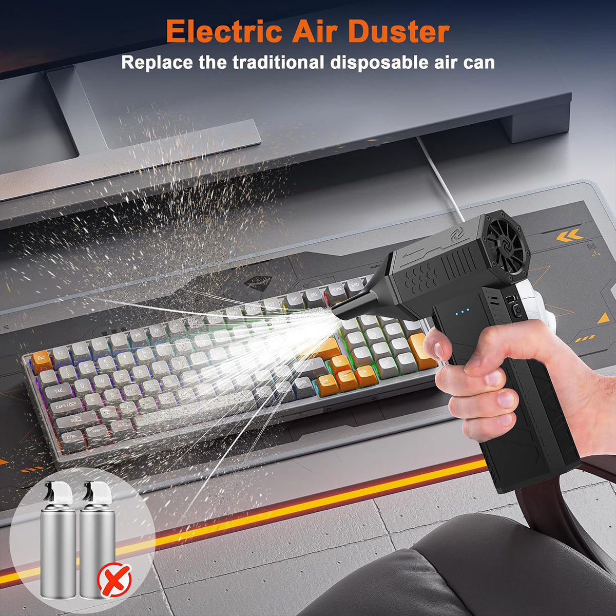 Compact Handheld Four-Speed Turbojet Fan With LED Flashlight