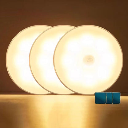 3 Pcs LED Light 3 Lighting Options with Rechargeable Wireless Motion Sensor